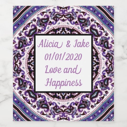 Lila Mandala Wine Lable Weinetikett (Einzelnes Label)