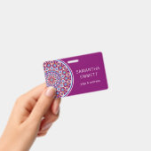 Lila Mandala Yoga Instructor Abzeichen Ausweis (Handheld)