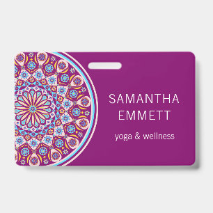 Lila Mandala Yoga Instructor Abzeichen Ausweis