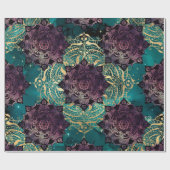 Lila Mandalas und Schmetterlinge auf dem Aquamarin Geschenkpapier (Flach)