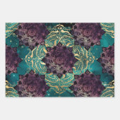 Lila Mandalas und Schmetterlinge auf dem Aquamarin Geschenkpapier Set (Vorderseite)