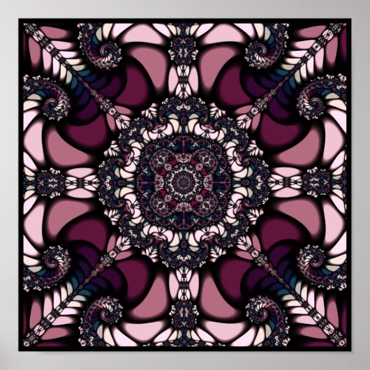 Lila Mandelbrot Kaleidoskop Poster (Vorne)