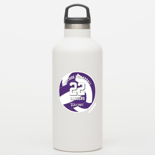 lila Mannschaftsfarbe Volleyballspieler Aufkleber (Wassserflasche)