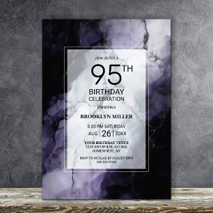 Lila Marble 95. Geburtstagsparty Einladung