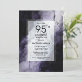 Lila Marble 95. Geburtstagsparty Einladung (Stehend Vorderseite)