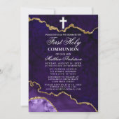 Lila Marble Agate Geode Erste Heilige Kommune Einladung (Vorderseite)