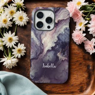 Lila Marble Personalisiert iPhone Case - Abstrakt 15 Pro Hülle