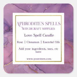 Lila, marbleisiertes Hexenwerk Quadratischer Aufkleber