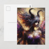 Lila Märchen mit Hörnern Dunkle Fantasie Kunst Postkarte (Vorne/Hinten)