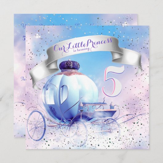 Lila Märchenprinzessin Geburtstagsparty Einladung (Vorne/Hinten)