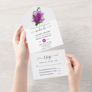 Lila Mardi Gras Geburtstagsfeier Alles in Einem  All In One Einladung