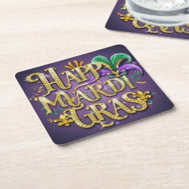 Lila Mardi Gras "Happy Mardi Gras" Serviette