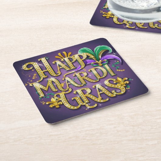 Lila Mardi Gras "Happy Mardi Gras" Serviette