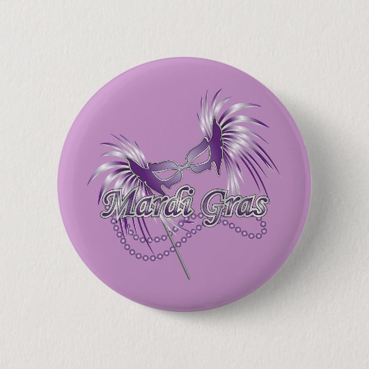 Lila Mardi Gras Mask Button (Vorderseite)