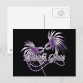 Lila Mardi Gras Mask Postkarte (Vorne/Hinten)