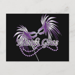 Lila Mardi Gras Mask Postkarte