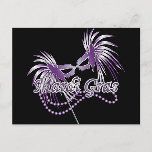 Lila Mardi Gras Mask Postkarte (Vorderseite)