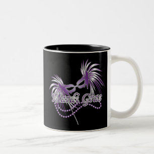 Lila Mardi Gras Mask Zweifarbige Tasse