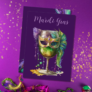 Lila Mardi-Gras-Maske  Einladung