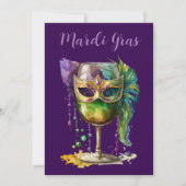 Lila Mardi-Gras-Maske Einladung (Vorderseite)
