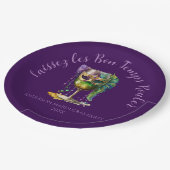Lila Mardi-Gras-Maske Pappteller (Schrägansicht)