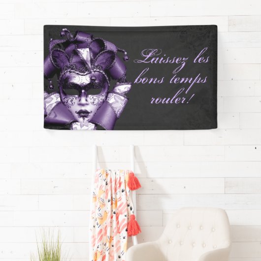 Lila Mardi Gras Masquerade Banner (Insitu)