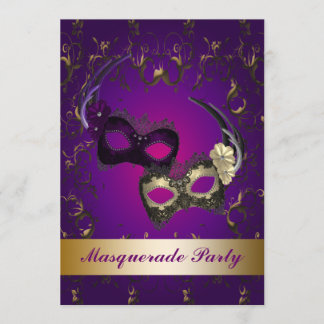 Lila Mardi Gras Masquerade Party Einladung