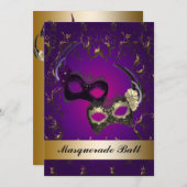 Lila Mardi Gras Masquerade Party Einladung (Vorne/Hinten)