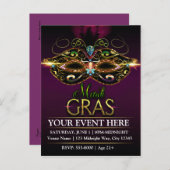 Lila MARDI GRAS Promotions Party Postkarte (Vorne/Hinten)