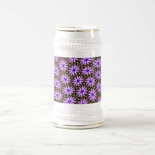Lila Marguerite-Muster Bierglas (Mittel)