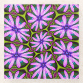 Lila Marguerite-Muster Glasuntersetzer (Vorderseite)