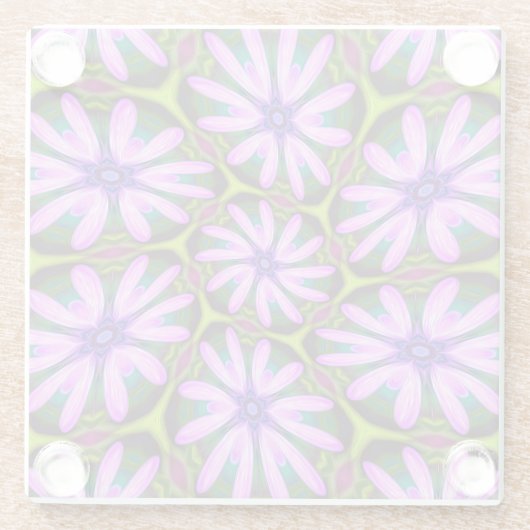Lila Marguerite-Muster Glasuntersetzer (Rückseite)