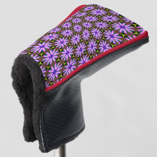 Lila Marguerite-Muster Golf Headcover (3/4 Vorderseite)