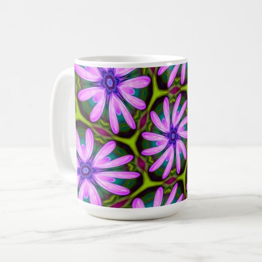 Lila Marguerite-Muster Kaffeetasse (Vorderseite Links)