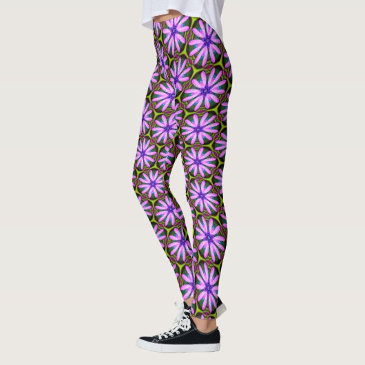 Lila Marguerite-Muster Leggings (Links)