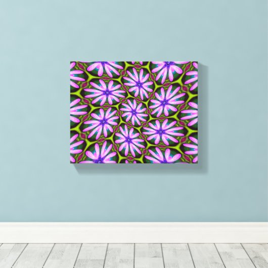 Lila Marguerite-Muster Leinwanddruck (Insitu (Holzboden))