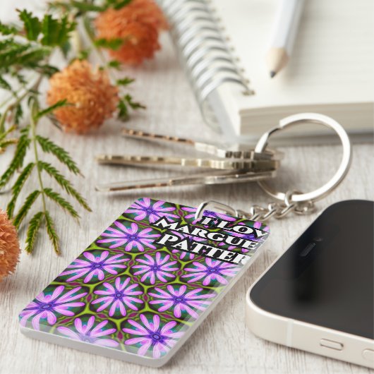 Lila Marguerite-Muster Schlüsselanhänger (Vorderseite rechts)