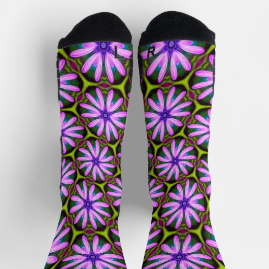 Lila Marguerite-Muster Socken (Oben)