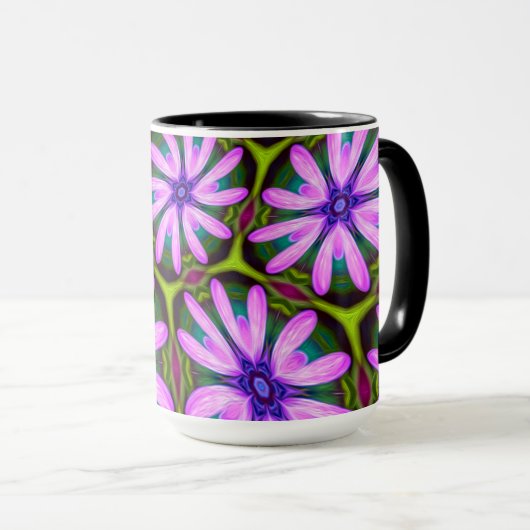 Lila Marguerite-Muster Tasse (VorderseiteRechts)