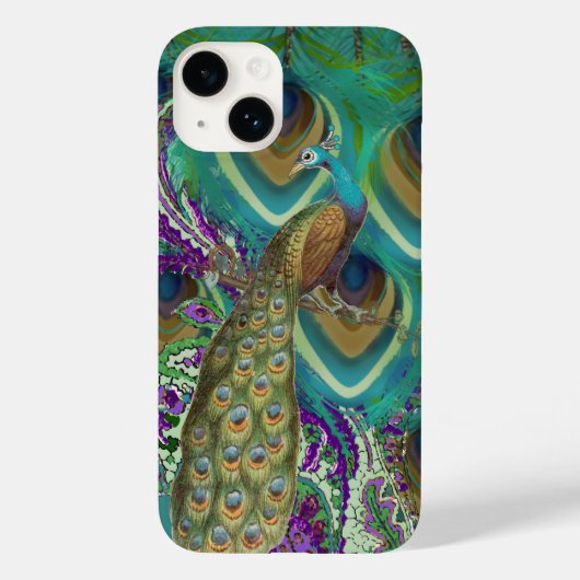 Lila Marine und Kupfer Paisley Peacock & Feathers Case-Mate iPhone Hülle (Rückseite)