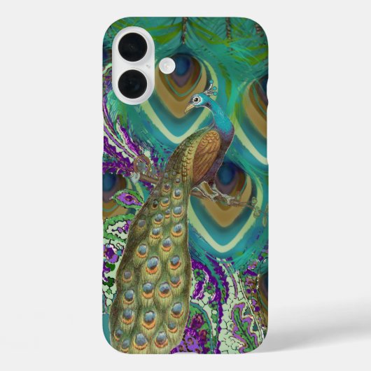 Lila Marine und Kupfer Paisley Peacock & Feathers Case-Mate iPhone Hülle (Rückseite)