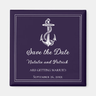 Lila maritimes Anker Save the Date Magnet