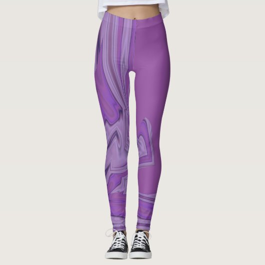Lila Marmor Abstrakt Leggings (Vorderseite)