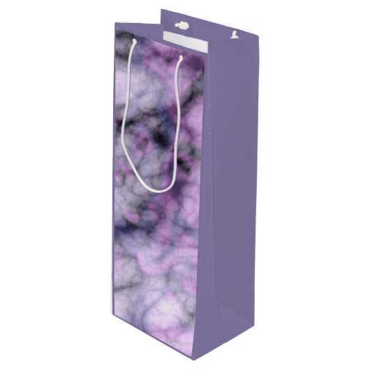 Lila Marmor Geschenktüte Für Weinflaschen (Vorderseite Schrägansicht)