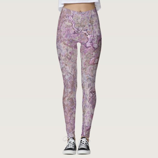 Lila Marmor Leggings (Vorderseite)