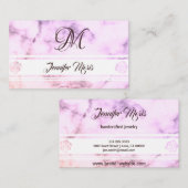 Lila Marmor mit elegantem Monogramm aus Pastell Visitenkarte (Vorne/Hinten)