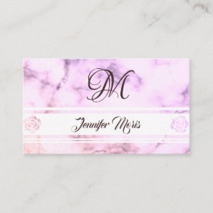 Lila Marmor mit elegantem Monogramm aus Pastell Visitenkarte