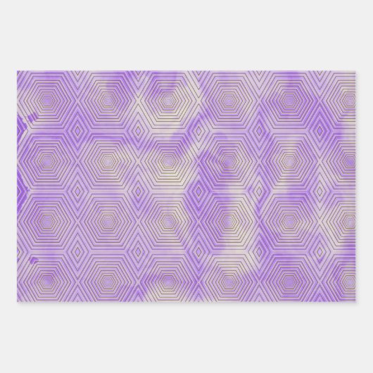 Lila Marmor mit goldenem Hexagon geometrischem Mus Geschenkpapier Set (Vorderseite 2)