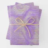 Lila Marmor mit goldenem Hexagon geometrischem Mus Geschenkpapier Set (Beispiel)