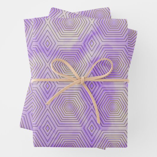 Lila Marmor mit goldenem Hexagon geometrischem Mus Geschenkpapier Set (Beispiel)